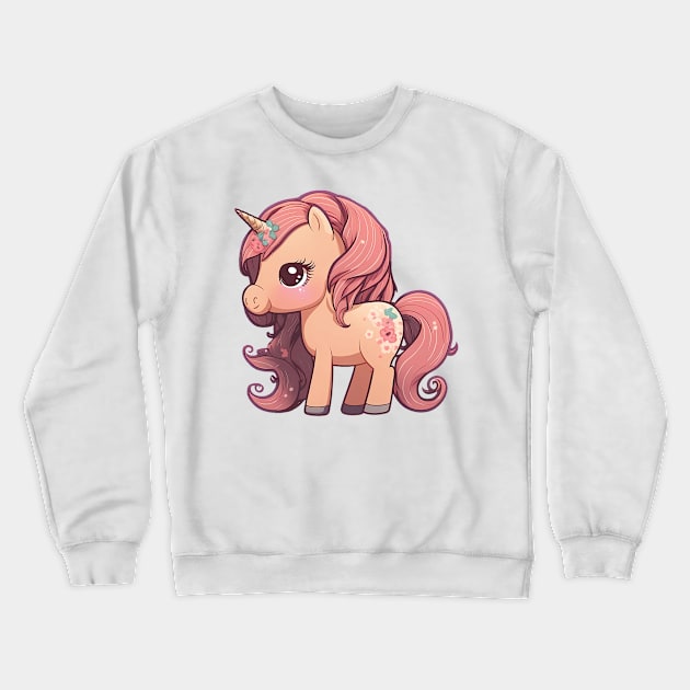 Beautiful pony unicorn Crewneck Sweatshirt by Cute Planet Earth Mini